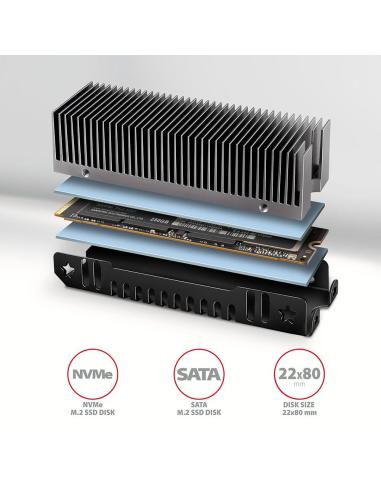 Radiator do dysków Axagon CLR-M2XT aluminiowy pasywny M.2 SSD