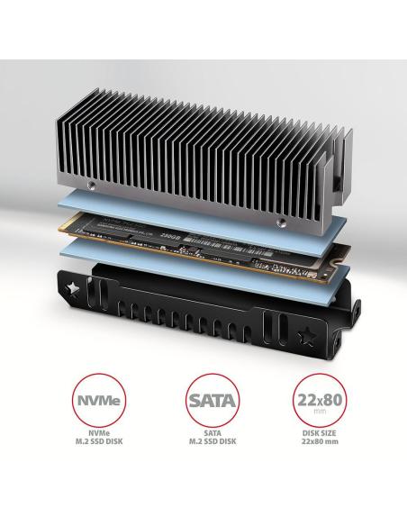 Radiator do dysków Axagon CLR-M2XT aluminiowy pasywny M.2 SSD