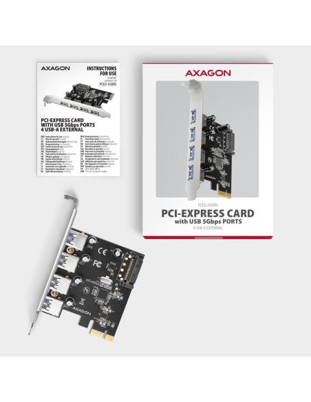 Kontroler Axagon PCEU-430RS PCIe 4x port USB 3.2 GEN 1 15-pin SATA