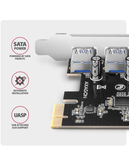 Kontroler Axagon PCEU-430RS PCIe 4x port USB 3.2 GEN 1 15-pin SATA