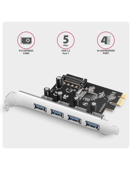 Kontroler Axagon PCEU-430RS PCIe 4x port USB 3.2 GEN 1 15-pin SATA