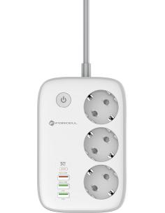 Listwa sieciowa Forcell F-Energy 3x schuko, USB-C 30W, 3x USB-A QC3.0 PD WiFi Tuya 2500W 10A