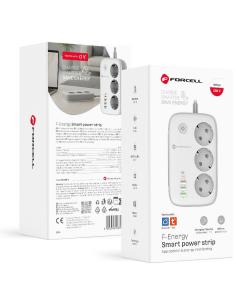 Listwa sieciowa Forcell F-Energy 3x schuko, USB-C 30W, 3x USB-A QC3.0 PD WiFi Tuya 2500W 10A 2