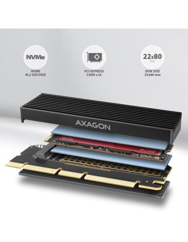 Adapter Axagon PCEM2-XS PCIe x16, M.2 NVMe, chłodnica