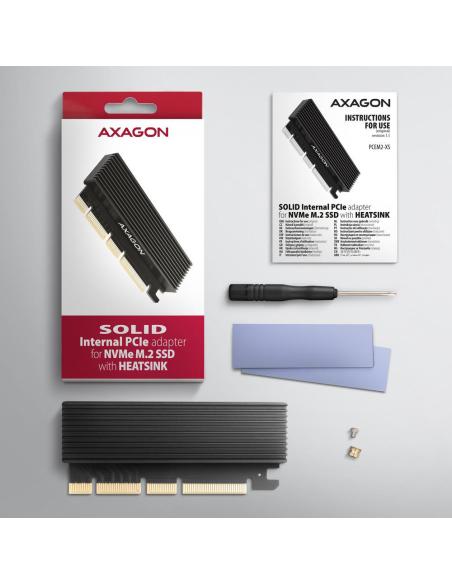Adapter Axagon PCEM2-XS PCIe x16, M.2 NVMe, chłodnica