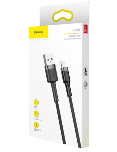 KABEL USB-A / Lightning iPhone Baseus Cafule CALKLF-BG1 100cm Apple 2.4A CZARNO-SZARY W OPLOCIE