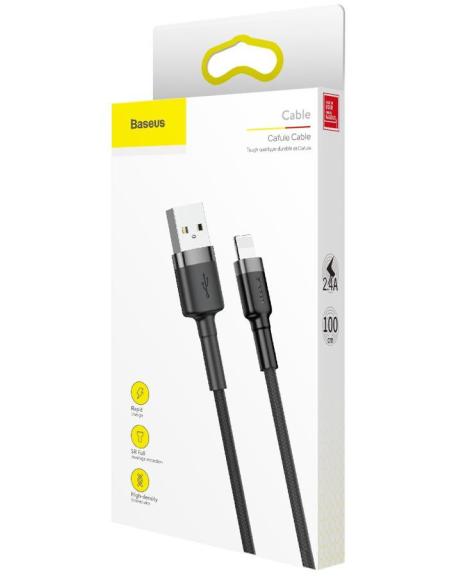 KABEL USB-A / Lightning iPhone Baseus Cafule CALKLF-BG1 100cm Apple 2.4A CZARNO-SZARY W OPLOCIE