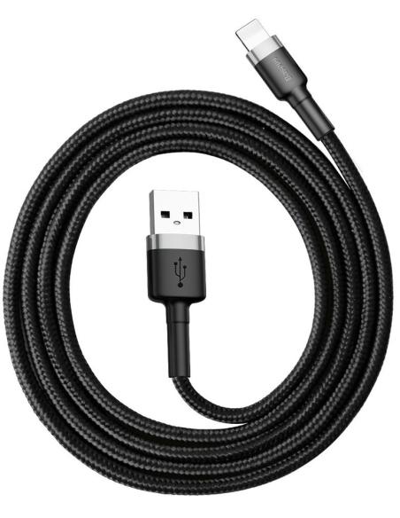KABEL USB-A / Lightning iPhone Baseus Cafule CALKLF-BG1 100cm Apple 2.4A CZARNO-SZARY W OPLOCIE