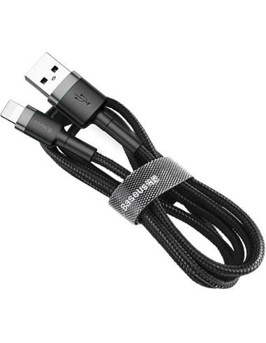KABEL USB-A / Lightning iPhone Baseus Cafule CALKLF-BG1 100cm Apple 2.4A CZARNO-SZARY W OPLOCIE