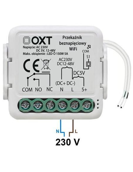 Moduł OXT mini przekaźnik beznapięciowy AC 230V DC 5V 12-48V WiFi TUYA