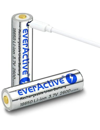 Akumulator 18650 Li-Ion 3,7V everActive 2600mAh (1 szt.) micro-USB z zabezpieczeniem