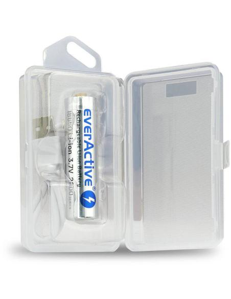 Akumulator 18650 Li-Ion 3,7V everActive 2600mAh (1 szt.) micro-USB z zabezpieczeniem