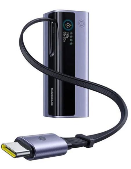Powerbank Baseus EnerGeek GR11 20000 mAh 145 W USB-A 2x USB-C szary ze zwijanym kablem USB-C