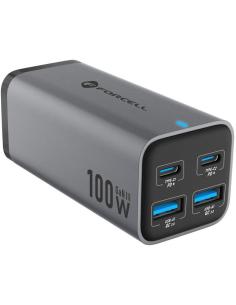 Ładowarka biurkowa Forcell F-Energy GaN III 2x USB-C 2x USB-A QC 4.0 PD 5A 100W VT-49 szara