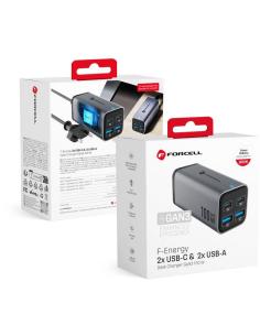Ładowarka biurkowa Forcell F-Energy GaN III 2x USB-C 2x USB-A QC 4.0 PD 5A 100W VT-49 szara 2