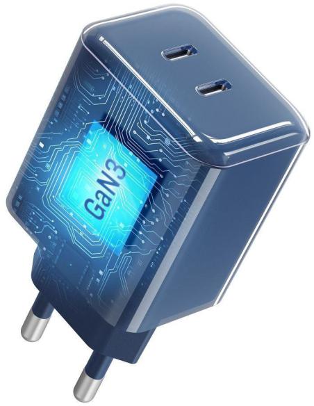 Ładowarka sieciowa Forcell F-Energy GaN III VT-60 60W PD QC 4.0+ 2x USB-C granatowa + kabel USB-C