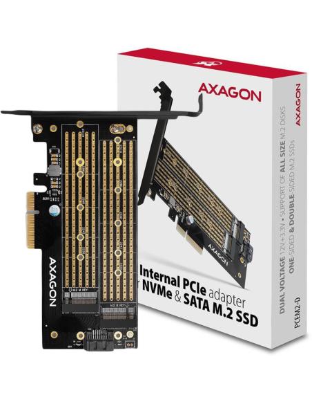Adapter Axagon PCEM2-D PCIe NVME + SATA M.2