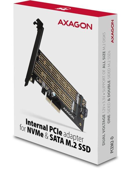 Adapter Axagon PCEM2-D PCIe NVME + SATA M.2