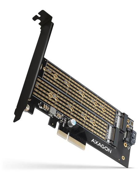 Adapter Axagon PCEM2-D PCIe NVME + SATA M.2