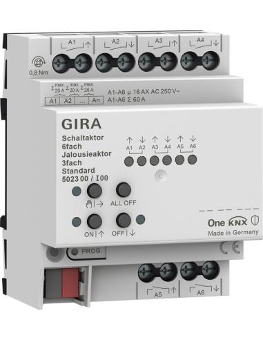 GIRA aktor przekaźnikowy/żaluzjowy 6x/3x 16 A standard KNX ONE 502300