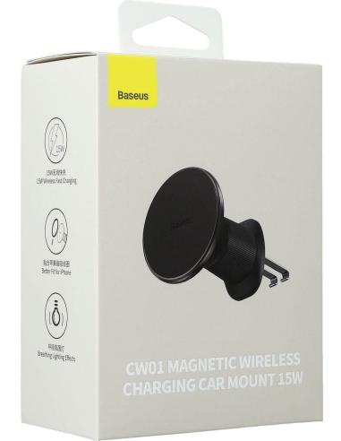UCHWYT SAMOCHODOWY ŁADOWARKA INDUKCYJNA Baseus CW01 MagSafe Qi 2.0 15 W NA KRATKĘ CZARNY