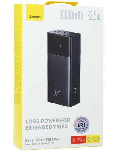Powerbank Baseus EnerFill FP41 30000 mAh 22,5 W USB-A USB-C czarny z kablem USB-A / USB-C