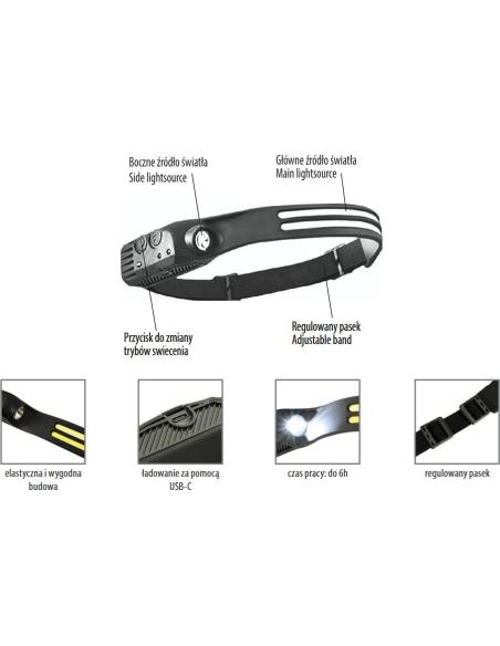 LATARKA CZOŁOWA LED BEMKO AKUMULATOROWA 1200mAh