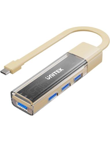 Unitek Hub dwukierunkowy USB C/USB A 5Gbps kremowy