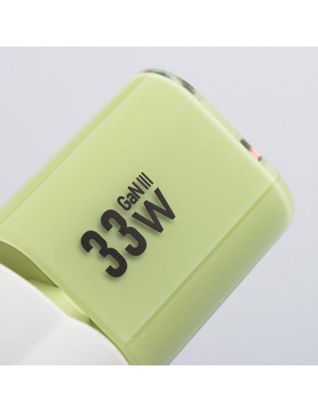 ŁADOWARKA SIECIOWA Forcell F-Energy GaN III VT-41 33 W 1x USB-C 1x USB-A PD 3.0 QC 4.0 ZIELONA