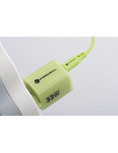 ŁADOWARKA SIECIOWA Forcell F-Energy GaN III VT-41 33 W 1x USB-C 1x USB-A PD 3.0 QC 4.0 ZIELONA