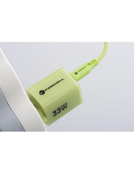 ŁADOWARKA SIECIOWA Forcell F-Energy GaN III VT-41 33 W 1x USB-C 1x USB-A PD 3.0 QC 4.0 ZIELONA