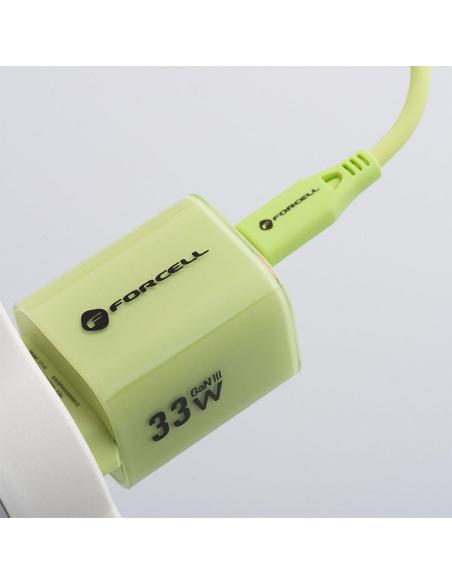 ŁADOWARKA SIECIOWA Forcell F-Energy GaN III VT-41 33 W 1x USB-C 1x USB-A PD 3.0 QC 4.0 ZIELONA