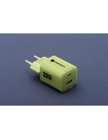 ŁADOWARKA SIECIOWA Forcell F-Energy GaN III VT-41 33 W 1x USB-C 1x USB-A PD 3.0 QC 4.0 ZIELONA