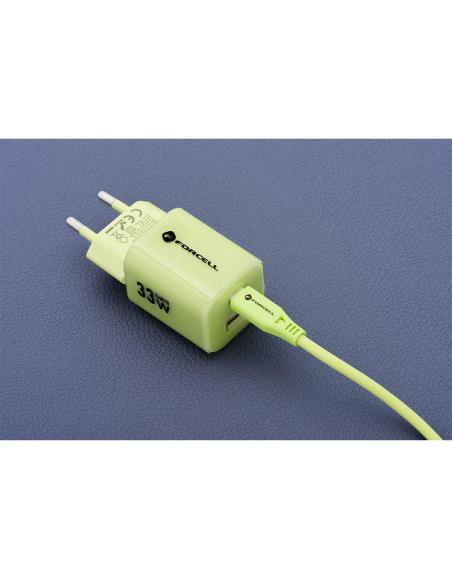 ŁADOWARKA SIECIOWA Forcell F-Energy GaN III VT-41 33 W 1x USB-C 1x USB-A PD 3.0 QC 4.0 ZIELONA