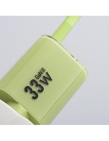 ŁADOWARKA SIECIOWA Forcell F-Energy GaN III VT-41 33 W 1x USB-C 1x USB-A PD 3.0 QC 4.0 ZIELONA