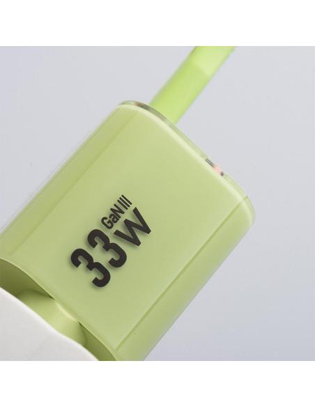 ŁADOWARKA SIECIOWA Forcell F-Energy GaN III VT-41 33 W 1x USB-C 1x USB-A PD 3.0 QC 4.0 ZIELONA