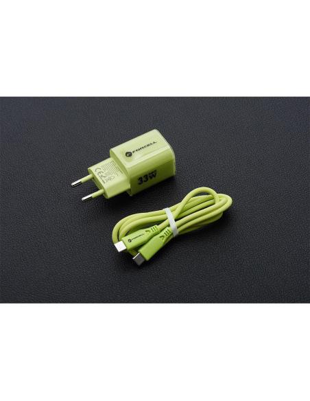 ŁADOWARKA SIECIOWA Forcell F-Energy GaN III VT-41 33 W 1x USB-C 1x USB-A PD 3.0 QC 4.0 ZIELONA