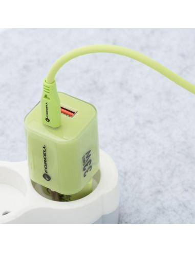 ŁADOWARKA SIECIOWA Forcell F-Energy GaN III VT-41 33 W 1x USB-C 1x USB-A PD 3.0 QC 4.0 ZIELONA