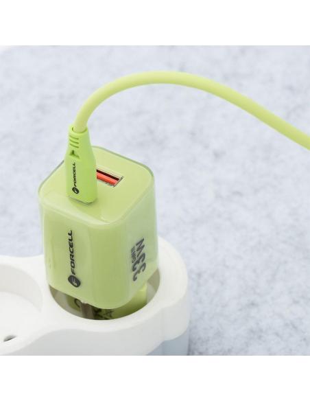 ŁADOWARKA SIECIOWA Forcell F-Energy GaN III VT-41 33 W 1x USB-C 1x USB-A PD 3.0 QC 4.0 ZIELONA
