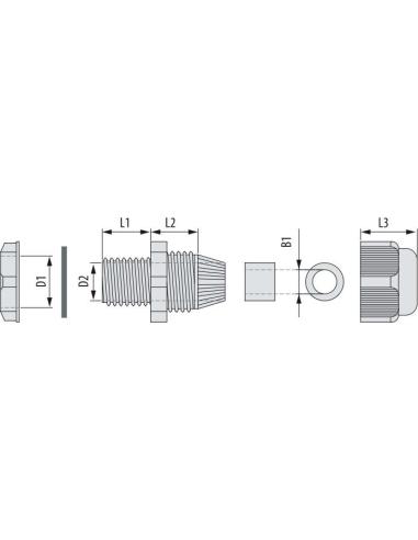 Dławnica kablowa szara M-20 E45-M-20-S/1 20szt