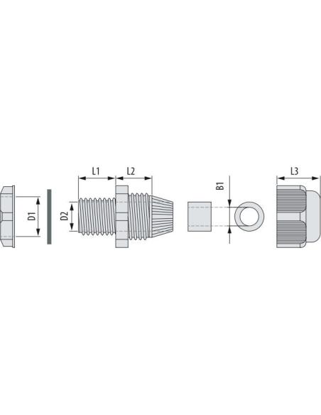Dławnica kablowa szara M-20 E45-M-20-S/1 20szt