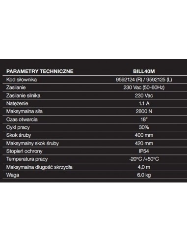 Siłownik BILL40M Siłownik BILL40M